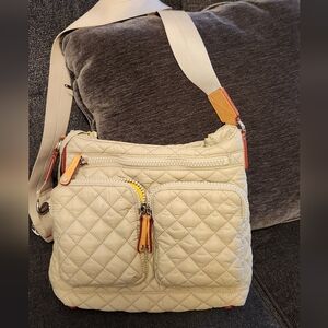 MZ Wallace Cream Quilted Crossbody Bag